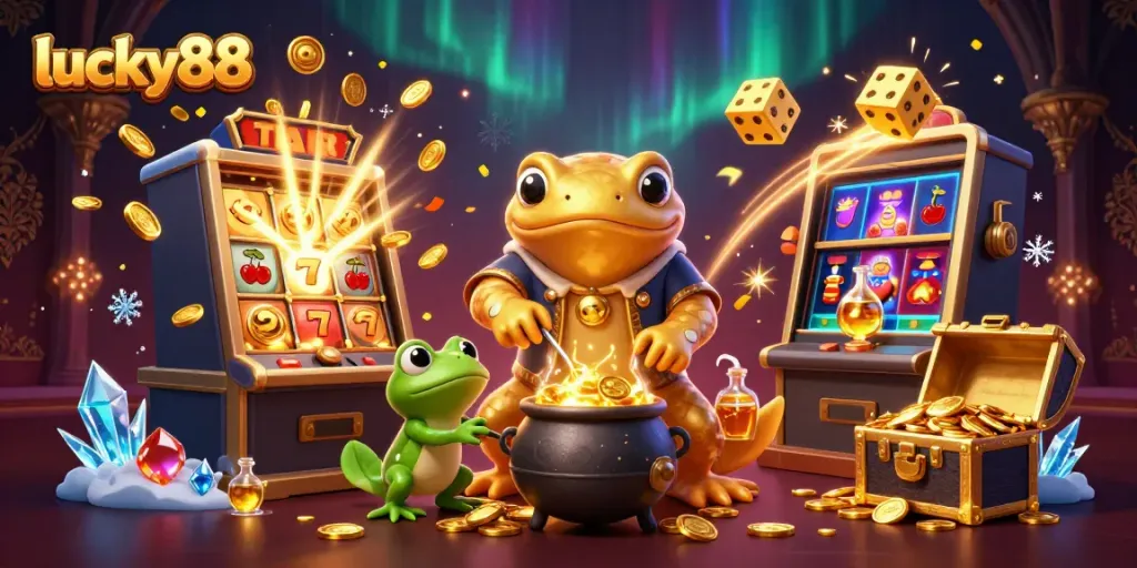 Experience the excitement of lucky88 with jackpot elements and captivating visuals in this dynamic illustration.