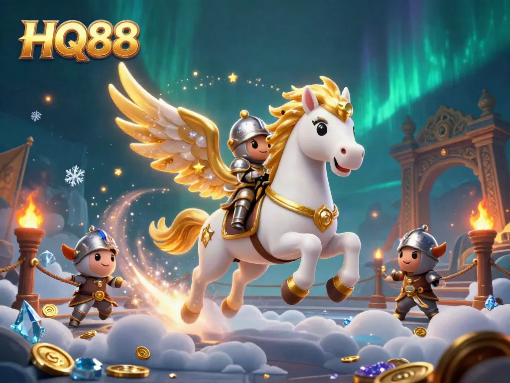 Experience the thrill of HQ88's casino games with an animated knights fantasy taking flight.
