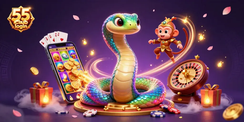Engage with thrilling games on 55 club login featuring vibrant casino elements and characters.