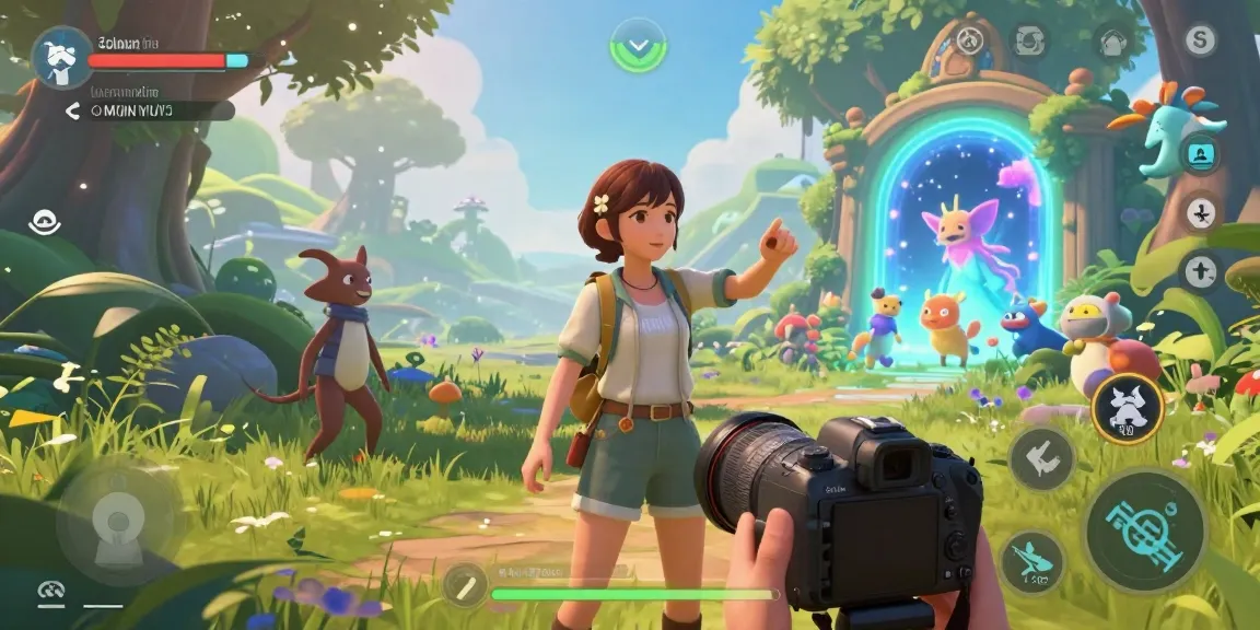 Engaging scene of a character in AI hentai games, featuring vibrant 3D art and fantasy landscape.