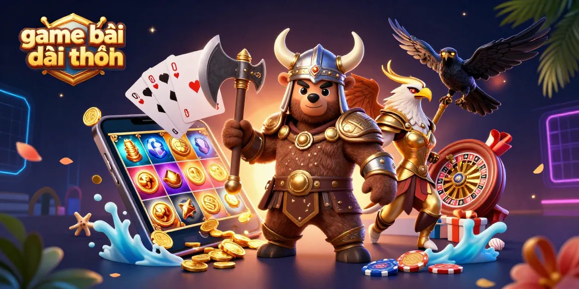 Engage in thrilling game bài đổi thưởng gameplay featuring a Viking bear and Valkyrie eagle in a vibrant casino scene.