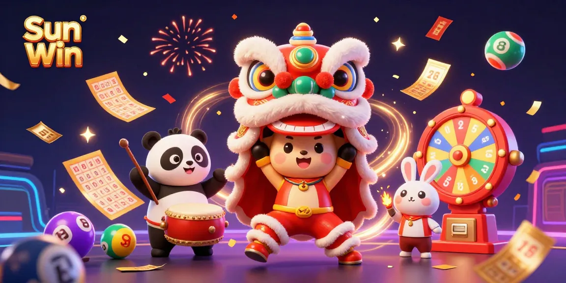 Spin to win exciting prizes at Sun Win with cheerful characters in a festive casino atmosphere.