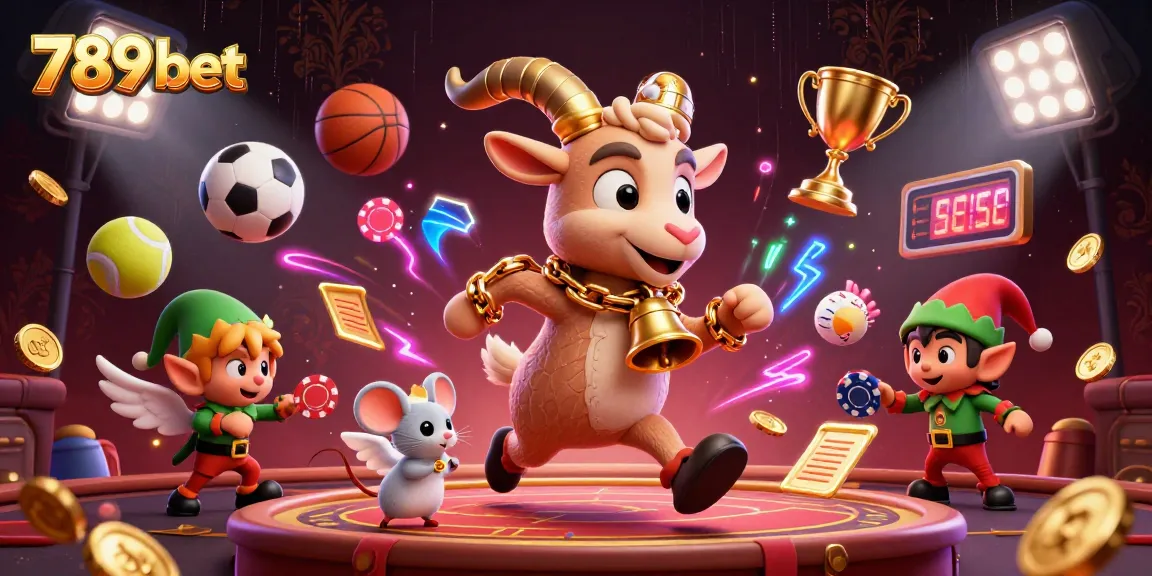 Engage with 789 bet in a vibrant 3D illustration showcasing exciting casino action and festive characters.